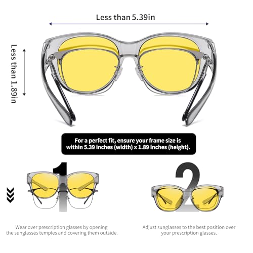 Image of GEGURI Polarized Sunglasses Fit Over Glasses for Men Women, Oversized Square Sun Glasses UV400 Protection Shades