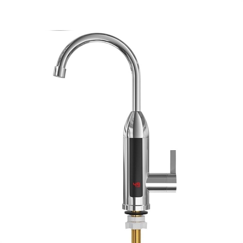Electric Tap 110V/220V Electric Faucet Water Heater Temperature Display Instant Hot Heaters Kitchen Tankless Heating(220V,Silver)