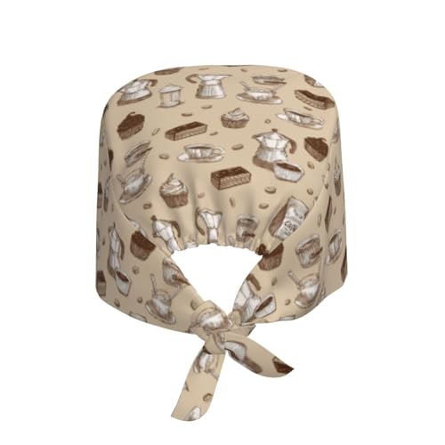 Image of Working Cap Scrub Cap with Sweatband Adjustable Unisex Tie Back Hat for Cleaning Farm Nursing