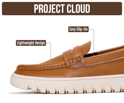 Image of Project Cloud 100% Genuine Leather Loafers for Women - Memory Foam Insoles Slip On Shoes for Women - Lightweight Womens Shoes - Non Slip Womens Loafers (Filide1)