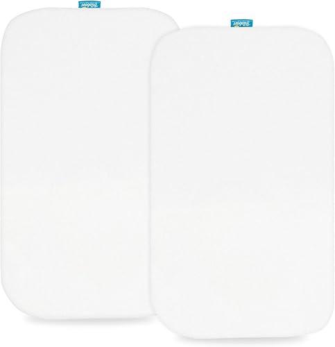 Sábanas de cuna 100% algodón orgánico compatibles con Mika Micky Bedside Sleeper, paquete de 2, sábanas de moisés ultra suaves para bebé, color