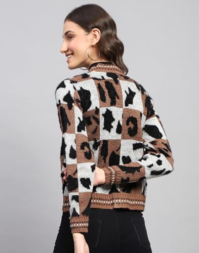 Image of Monte Carlo Womens Self Design V Neck Full Sleeve Cardigan (1243748VN)