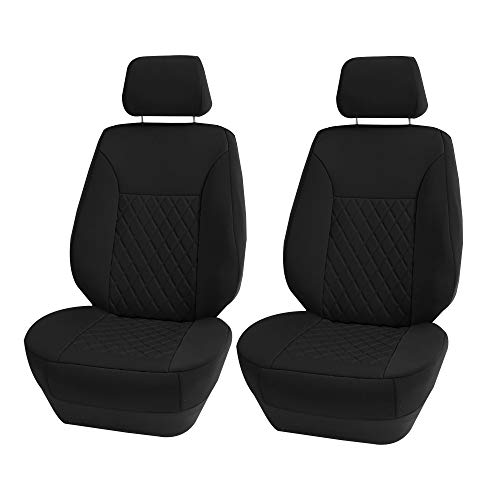 FH Group Car Seat Covers Front Set Black Neoprene - Car Seat Cover for Low Back Seats with Removable Headrest, Universal Fit, Automotive Seat Covers, Airbag Compatible, Car Seat Cover for SUV, and Van