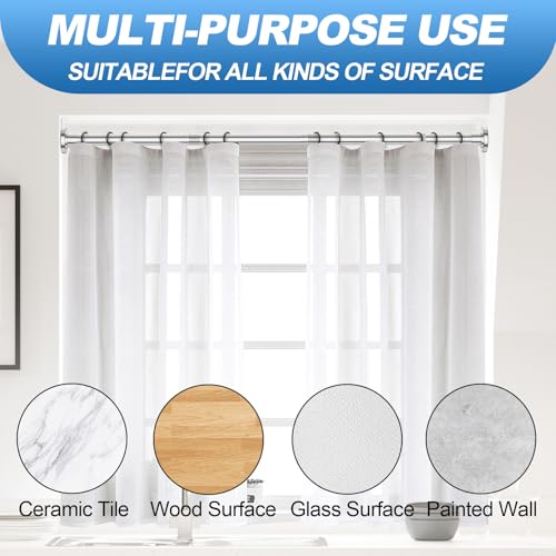 Image of CorkLatta Chrome Shower Curtain Rod 31 to 92 Inch,1 Inch Diameter Adjustable Spring Tension Curtain Rod No Drilling Stainless Steel Telescoping Rod,No Rust