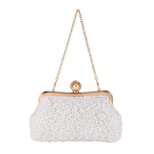 Image of Ayliss Pearl Clutch Purses for Women Wedding Bridal Evening Small Clutch Crossbody Handbag Full Beaded Parites Prom