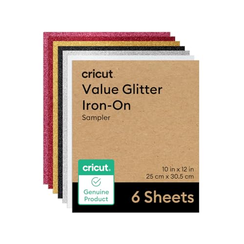 Cricut Value Glitter Iron On Sampler Pack (10in x 12in 6 Sheets) - HTV Heat Transfer Vinyl