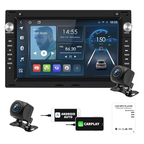 FINYQBET Multimídia para Carro, Android 8.1, som automotivo de 7 polegadas, GPS, Bluetoothe e tela sensível ao toque, Compatível com VW Polo, Gol, Jetta A4 e Seat Ibiza e outros