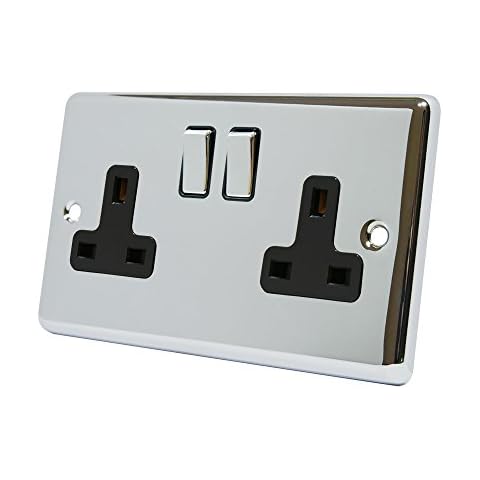 Polished Chrome 2 Gang Wall Socket Cover