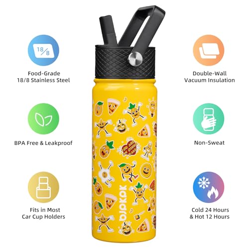 Image of BJPKPK Insulated Water Bottle, 18oz Stainless Steel with Straw Lid