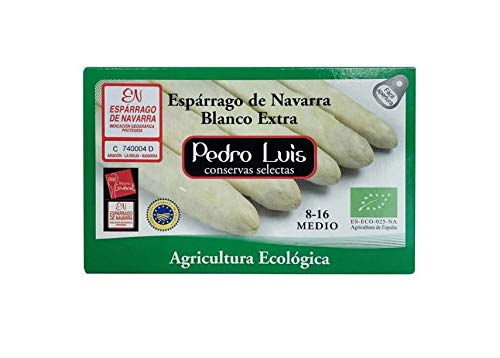 Espárragos blancos ecológicos IGP de Navarra medianos 8-16 piezas lata 250 g neto escurrido