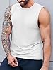 Runcati Men's Sleeveless Tank Tops Crewneck Solid Loose Fit Shirt White L #2