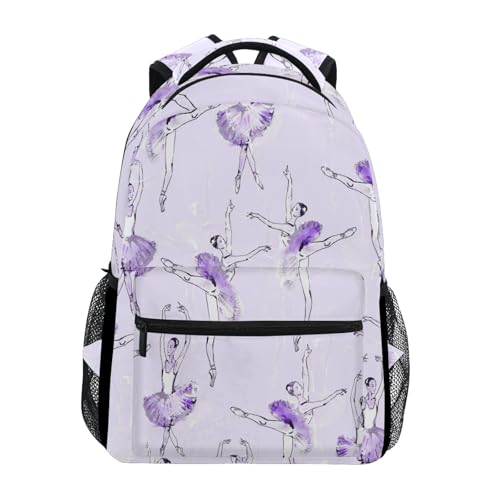 Ballet Ballerinas Kids Backpack for Boys Girls Purple Dancer Backpacks Preschool Toddler BookBags Kindergarten Elemetary School Bags