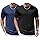 ALUS Camisetas de treino masculinas de manga curta atlética para academia, Preto + azul, GG