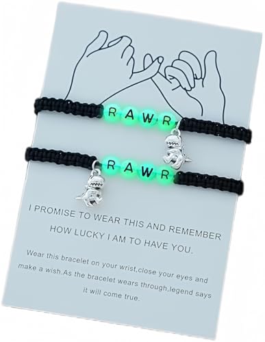 bracelet for women 2pcs Glow In The Dark Bead Decor Dinosaur Charm Bracelet