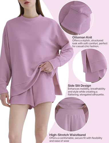 DITOK Track Suits for Women Set Shorts, 2 Piece Lounge Set Summer Outfits Comfy Sweatsuits Ribbed Jogging Matching Set Travel2