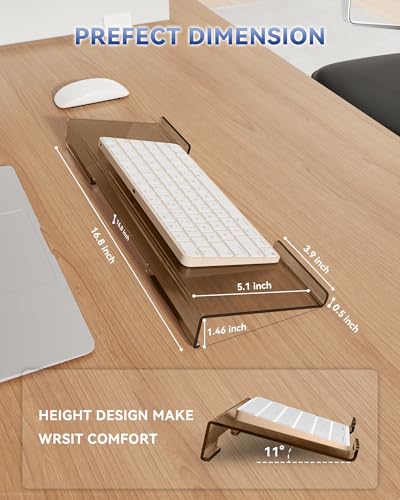 Image of Computer Keyboard Wrist Rest Stand for Desktop(Coffee), Keyboard Riser | Ergonomic Acrylic Keyboard Holder, Keyboard Hand Rest, Pain Relief for Typing, Multiple Colors