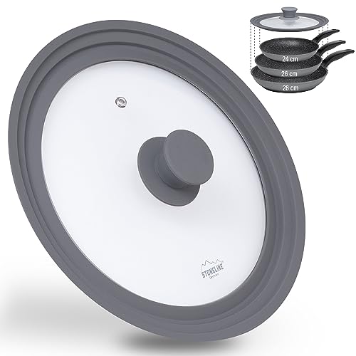 Stoneline®, set universale di coperchi in vetro (con plastica), Plastica, 24/26/28