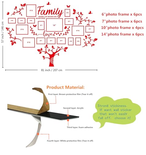 DIY Wall Decor Living Room Family Tree Wall Decor Sticker 3D Picture Frames Collage Wall Decor Living Room Decor