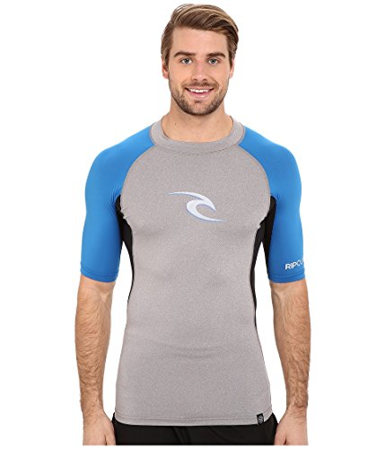 Rip Curl Men's Wave Uv Tee Short Sleeve Rashguard, Gray, Medium