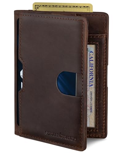 SERMAN BRANDS Wallets for Men Slim Mens leather RFID Blocking Minimalist Card Front Pocket Bifold Travel Thin