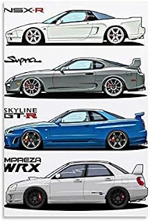 SDFGSD Cars Poster Supra Skyline Nsx Wrx JDM Canvas Art Poster and Wall Art Picture Print Modern Family bedroom Decor Posters