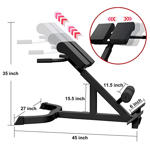 Vidar Roman Chair Back Extension Bench Adjustable Hyperextension Bench - Hamstring Back Exercise Equipment, Back Workout Machine For Home (Black) #TOP2