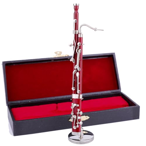Dselvgvu Miniature Bassoon with Stand and Case Mini Musical Instrument Bassoon Replica Collectible Figurines Dollhouse Accessories Model Home Decoration Display Ornament (6.12)