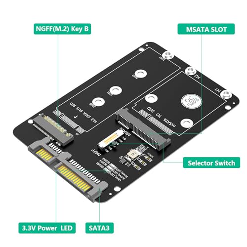 Adaptador carcasa M.2 NGFF MSATA a SATA 2.5 pulg miniatura 3
