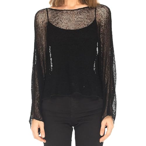 Women Summer Irregular Knitted Cover-ups See-through Solid Loose Pullover Summer Beach Tops