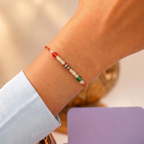 Image of Peora Om Shree Ram Swastik Rakhi for Brother Bhaiya | Crystal & Beads Studded | Red Thread | Raksha Bandhan Hamper with Roli Chawal Greeting Card