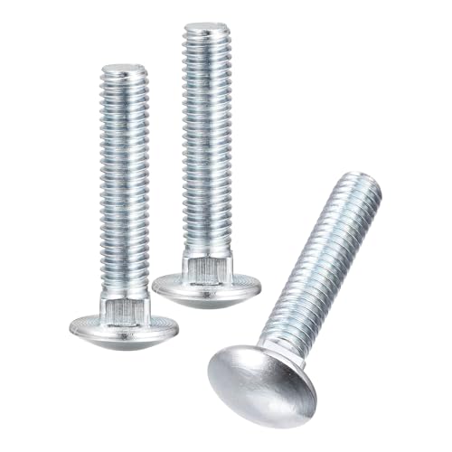Image of uxcell 3 /8-16x2 Carriage Bolt, 8pcs Round Head Square Neck Screws, Carbon Steel Zinc Plated, Fully Threaded, Silver