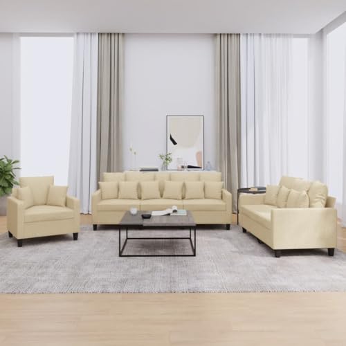 MOBCANT 3-TLG. Sofagarnitur mit Kissen Creme Stoff Schlafsofa Couch Modulares Sofa Polstergarnitur für Wohnung Wohnzimmer Schlafzimmer Büro MOBCANT 3-TLG. Sofagarnitur mit Kissen Creme Stoff Schlafsofa Couch Modulares Sofa Polstergarnitur für Wohnung Wohnzimmer Schlafzimmer Büro
