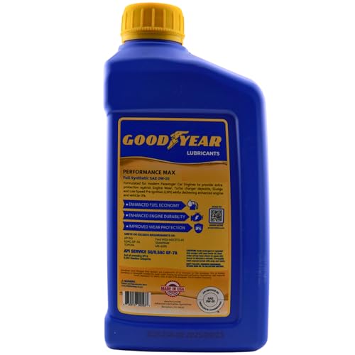 Aceite sintético para motor SAE 0W-20 Goodyear 1 Quart miniatura 4
