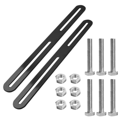 Lot de 2 kits de montage de boîte aux lettres pour clôture, matériel de montage de boîte aux lettres noir, 24 x 280 x 3 mm, fixation de clôture pour boîtes aux lettres, fixations de clôture avec 6 vis