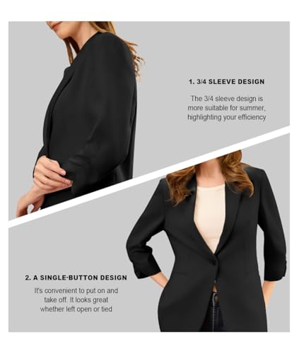 Women's 3/4 Sleeve Blazers, Lightweight Elegant Jackets for Women, Women Blazer Business Casual Outfits for Work4