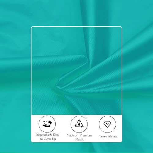 Image of Teal 6 Pack Plastic Table Cloth 84 inch, Disposable Round Tablecloth Table Cover, Plastic Tablecloths for Parties