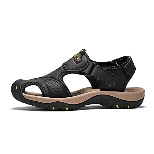Sandals for Men Leather Hiking Sandals Athletic Walking Sports Fisherman Beach Shoes Closed Toe Water Sandals2
