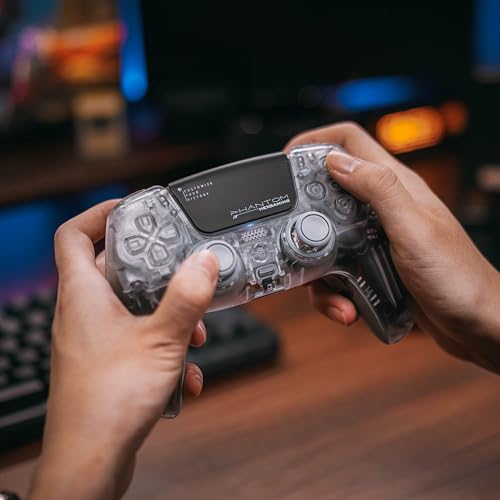 Image of HEXGAMING PHANTOM Pro Controller with 4 Remappable Buttons, 6 Remapping Profiles, 8 Interchangeable Analog Stick, and Adjustable Triggers Compatible with ps5, PC, Mobile - Hall Effect Explorer Edition