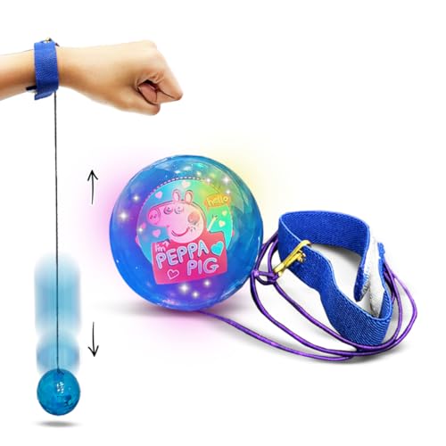 Image of Wembley Peppa Pig Yo Yo Ball for Boys Girls Kids Activity Toy with Adjustable Wrist Band LED Light Playset Bounce Ball Return Gift /Birthday Gift - Random Colors
