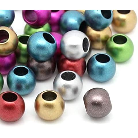 Multicolor Matte Metallic Acrylic Large Hole Beads 12mm with 5.7mm Hole, 400 Count Cover