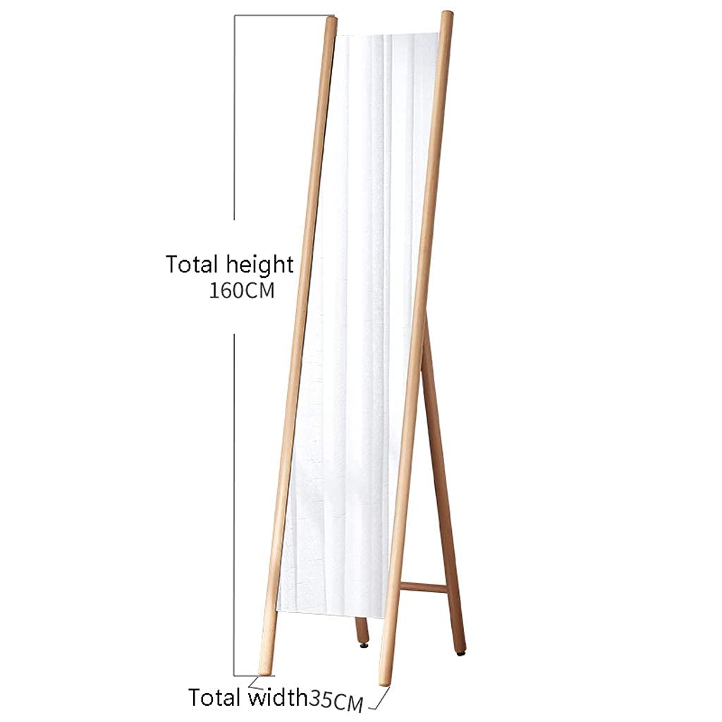 Full Length Mirrors Full Length Wooden Rectangle Free Standing Adjustable Stand Floor Mirror for Bedroom Hall Mirror (Color : Walnut Color) (Wood Color)
