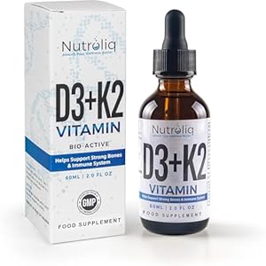 Nutroliq Vitamin D3 + K2 Liquid Drops – 4000IU Vit D3, 100mcg Vit K as MK7, MCT, Extra Virgin Olive Oil – For Immune & Bone Health, Better Energy, Calcium Absorption – Natural Peppermint Flavour, 60ml