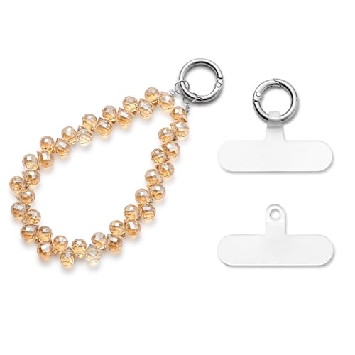 MORSUNBELA Mobile Phone Chain Universal Phones Wrist Strap, Short Bracelet Strap Mobile Phone Pendant, for Phones Keys - brown