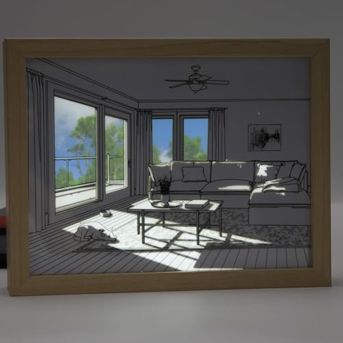 LED発光フォトフレーム、3色のイルミネーション付き照明絵画装飾、USB給電式ライトアート絵画、モダンでミニマルなスタイル、寝室のベッドサイドに最適 (15*20センチメートル)