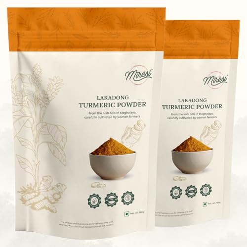 Image of Miresi Lakadong Turmeric Powder, 7% Curcumin - Lead Chromate Free, ETO Free, Sustainably Sourced, 100g (Pack of 2)