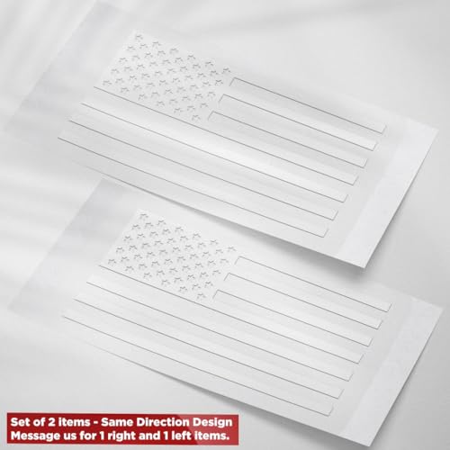 Image of American Flag Vinyl Decal USA Tactical Military Patriotic Subdued (White) (Set of 2) Premium Waterproof Vinyl Decal Stickers for Car Truck RV Helmet Bumper Window Laptop Rearview Mirror