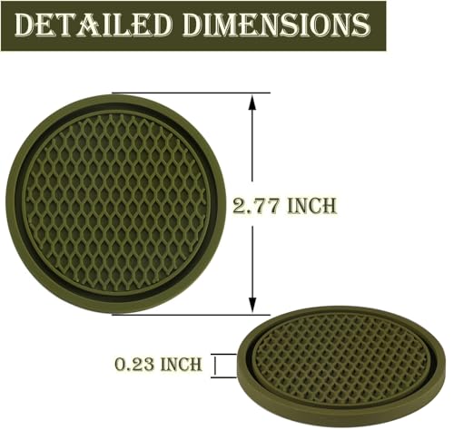 Image of SINGARO Car Cup Coaster, 4PCS Universal Non-Slip Cup Holders Embedded in Ornaments Coaster, Car Interior Accessories, Olive Green