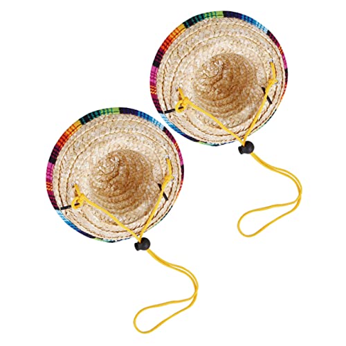 Toddmomy 2Pcs Dog Straw Hats Handmade Pet Birthday Party Accessories for Cinco De Mayo Festivals and Daily Decor Eye Catching Dog Costume Hats for Stylish Pets