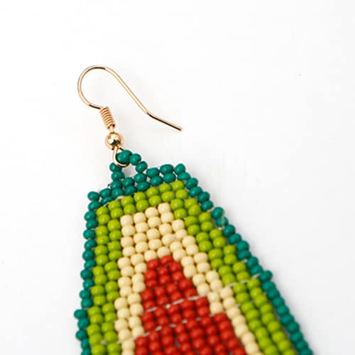 Jeanbeau Boho Beaded Tassel Fun Green Avocado Dangle Drop Earrings For Women Teen Girls – Trend Long Bohemian Seed Beads Dangling Summer Fruit Beach Accessories Jewelry Gift #TOP7