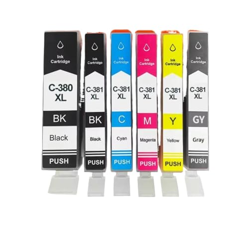 ELUPNMF PGI380 BCI-380 BCI380 BCI381 Cartucho de Tinta de inyección de Tinta Compatible con los Modelos de Impresora PIXUS TR7530 TR8530 TS6130 TS8130 para el número de Pieza PGI380 BCI-380 BCI381